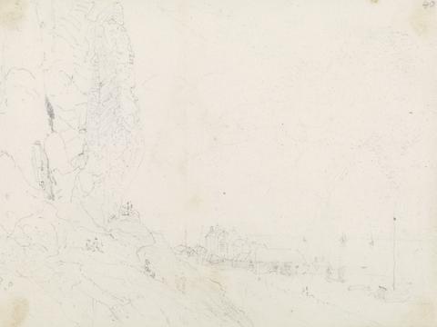 Capt. Thomas Hastings Sketch of a Seaside Village near a Cliff