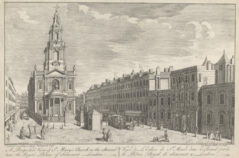 John Maurer A Perspective View of St. Marys Church in the Strand near the Royal Palace of Somerset, London
