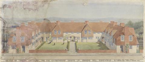 William Henry Ward M.A., A.R.I.B.A. Square of Twelve Cottages, for the Co-partnership Tenants Ltd, Erskine Hill, Hampstead