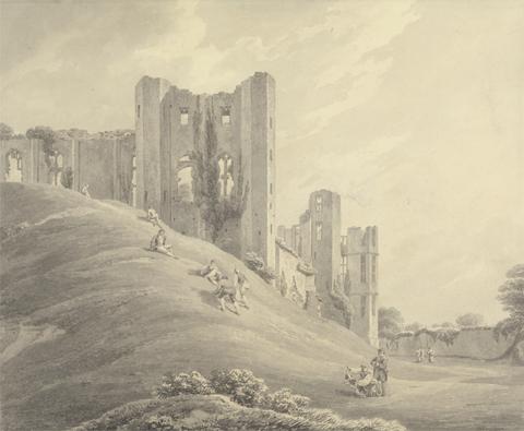Michael "Angelo" Rooker Kenilworth Castle, with Figures on the Hillside