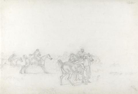 Sawrey Gilpin Foxhunting: The Start, With Rider in Foreground Mounting on Off-Side
