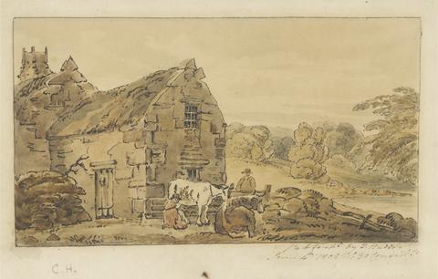 Thomas Girtin Cottage and Two Cows Being Milked