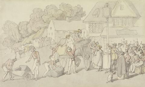 Thomas Rowlandson The Arrival of a Company of Militia at an Inn