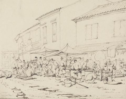 George Chinnery A Market Place and Crowd