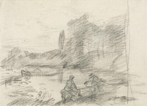 John Constable Two Figures by a River
