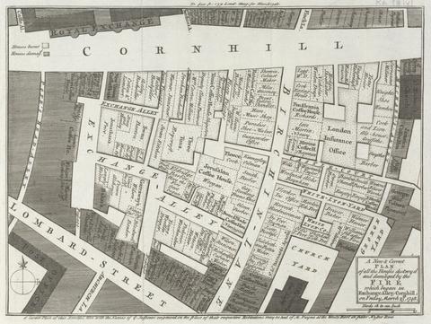unknown artist Plan of the Area damaged by the Fire in Cornhill, 25th March 1748