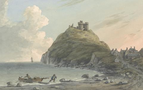John Warwick Smith Ruins of Criccieth Castle and Part of the Town on the Bay on Cardigan. East View, Caernarfonshire