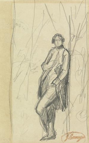 unknown artist Man Leaning against Tree