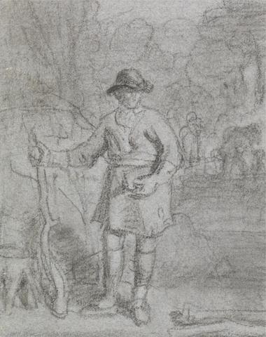 Joshua Cristall Study of a Man Holding a Stick