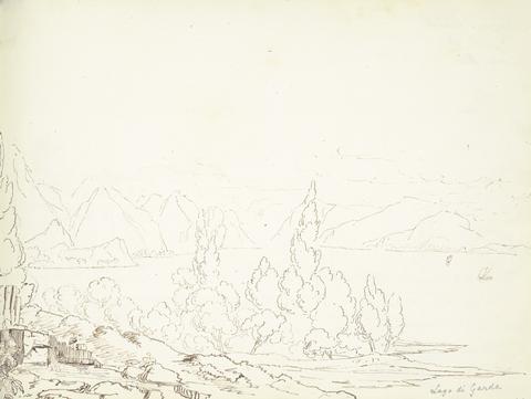 William Brockedon recto: Landscape Scene of Lake Garda
