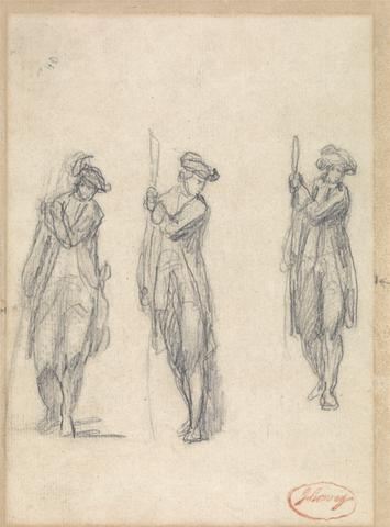 George Romney Three Sketches of a Man in Uniform