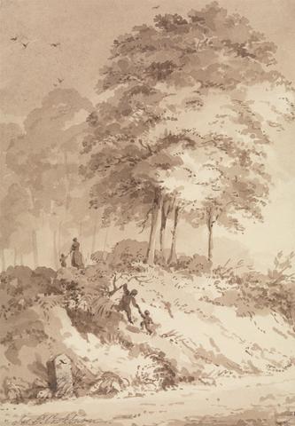 James Pattison Cockburn Family Walking in a Wood: Child Being Helped to Clamber up a Bank