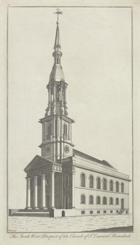Benjamin Cole The S.W. Prospect of the Church of St. Leonard, Shoreditch