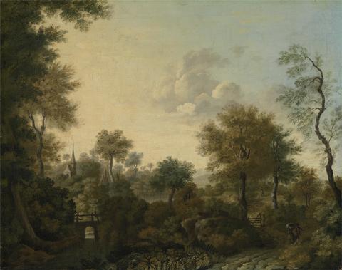 A View Supposedly Near Arundel, Sussex, with Figures in a Lane
