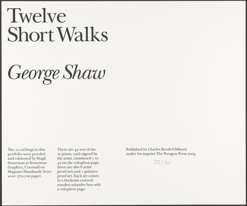 George Shaw Twelve Short Walks Colophon