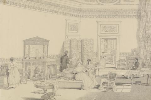 Sir Charles D'Oyly Album of 30 Views in the Tyrol and Italy: Drawing Room, Casino Pecori 12.th Oct.er 1841