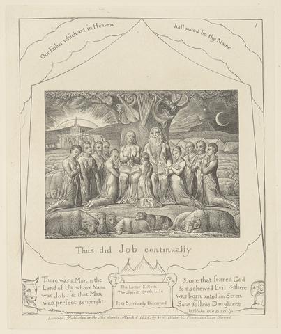 William Blake Book of Job, Plate 1, Job and His Family