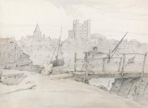 François Louis Thomas Francia Southeast View of Rochester Castle and the Cathedral