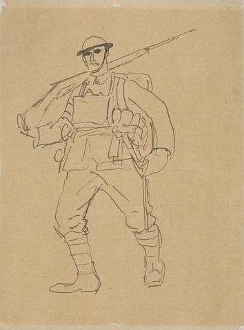 Augustus Edwin John Study of a Striding Soldier with Rifle