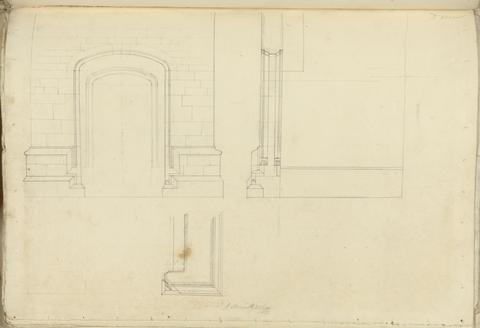 unknown artist Raglan Castle, Monmouthshire, Wales: Elevation, Section and Wall Plan