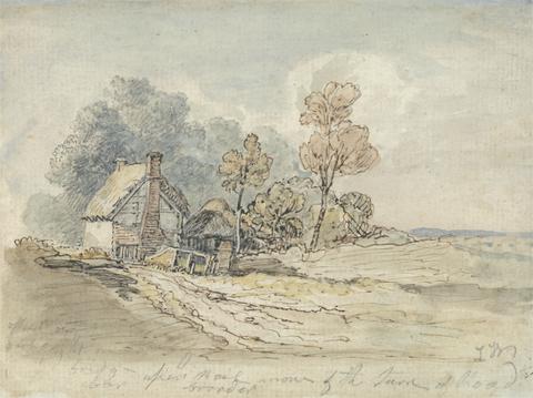 James Ward A Thatched Cottage and Trees at the Turn of a Country Road