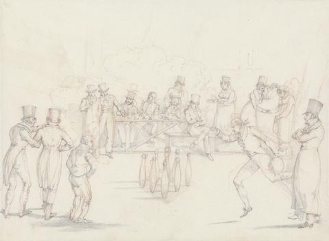 Henry Thomas Alken "Scraps", No. 28: Skittle Alley With Players and Spectators