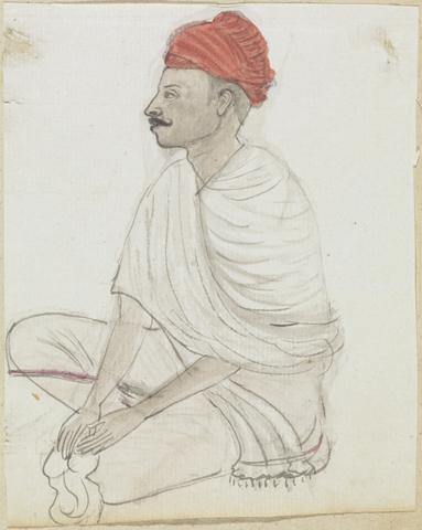 Gangaram Chintaman Tambat Man with a Red Turban sitting Crosslegged