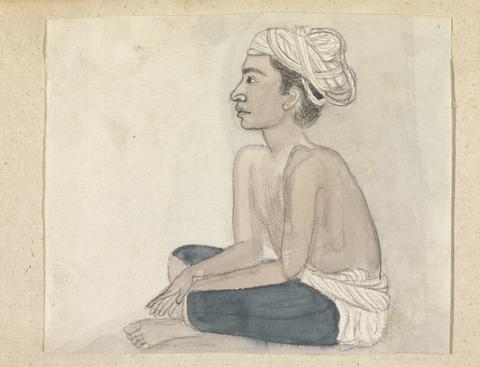 Gangaram Chintaman Tambat Man with a Blue Cloth over his Legs