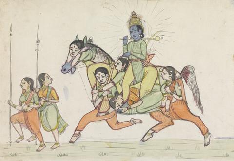 Gangaram Chintaman Tambat Vishnu Riding a Horse Composed of Women