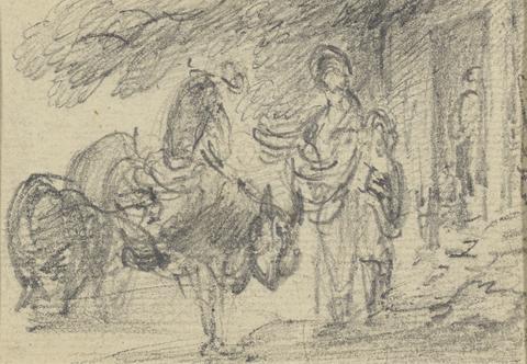 Gainsborough Dupont Figures and horses near a doorway