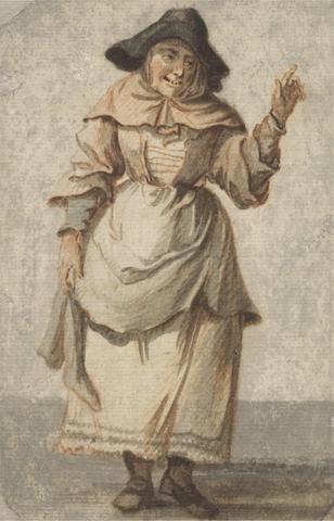 Paul Sandby RA An Old Market Woman Grinning and Gesturing with her Left Hand