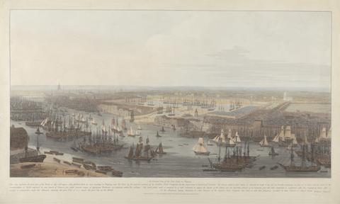 William Daniell London Docks: 6 Views: New Dock, Wapping, 1803