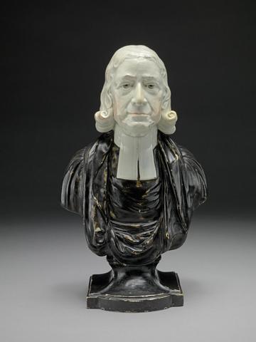 Staffordshire pottery Bust of the Reverend John Wesley: in clerical collar and black robes