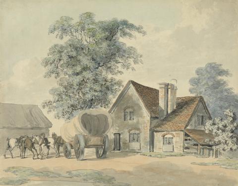 Samuel Howitt Horses and Wagon Outside a Cottage