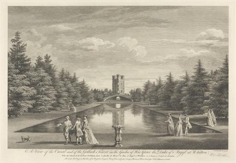 William Woollett A View of the Canal and the Gothick Tower in the Garden of His Grace and the Duke of Argyll at Whitton