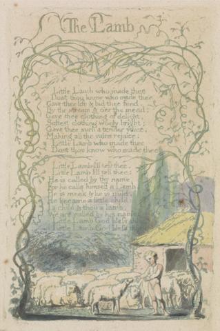 William Blake Songs of Innocence and of Experience, Plate 18, "The Lamb" (Bentley 8)