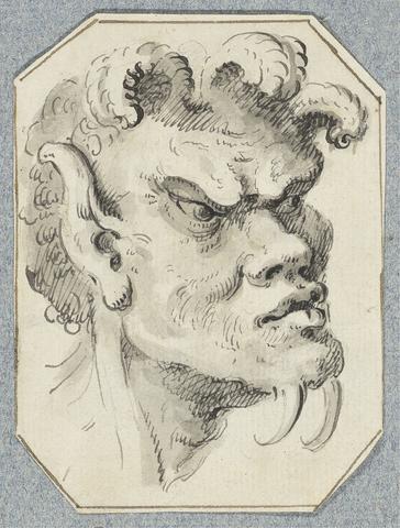 Augustin Heckel A Grotesque with Horns on Head and Chin