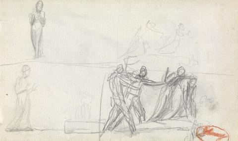 George Romney Group Scene and Two Sketches of a Standing Figure
