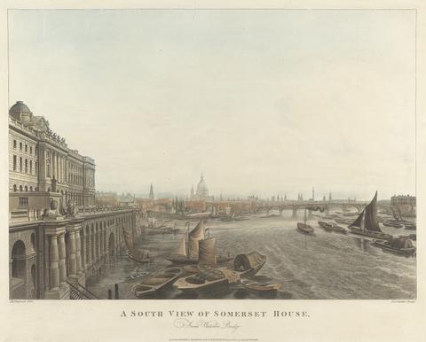 Joseph Constantine Stadler A South View of Somerset House from Waterloo Bridge