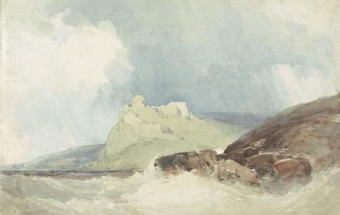 William Callow Castle on a Cliff with Stormy Sea