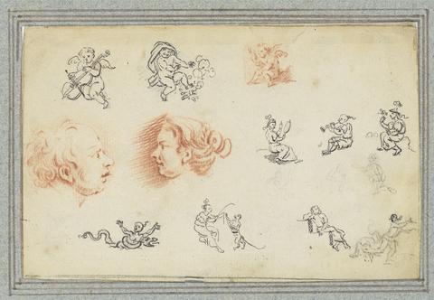 Augustin Heckel Sketches of Figures