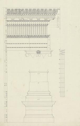 James Bruce Detailed and Measured drawing of Column from Pedestal to Entablature of a Temple at Baalbec