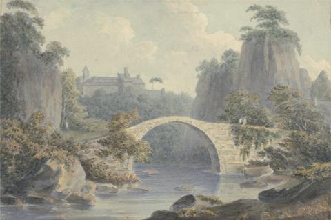 John Warwick Smith River Landscape with a Single Arched Bridge