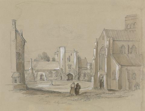 unknown artist Churchyard with Two Figures in the Foreground