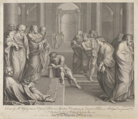 Francesco Bartolozzi Christ Blessing Adulterous Woman with Bound Wrists in a Temple