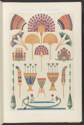 The grammar of ornament by Owen Jones. Illustrated by examples from various styles of ornament. One hundred folio plates, drawn on stone by F. Bedford, and printed in colours by Day and Son.