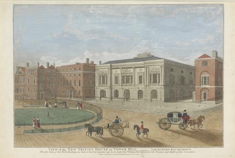 unknown artist View of the New Trinity House on Tower Hill. Samuel Wyatt Esqr. Architect. The first Stone of this Noble Building was laid on the 12th of September 1793, by the Right Hon'ble William Pitt, First Lord of the Treasury and Master of this Corporation