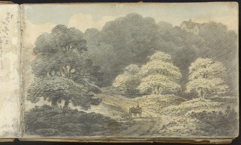 Thomas Bradshaw Album of Landscape and Figure Studies: Landscape Scene with Horse and Cart near Tunbridge Wells