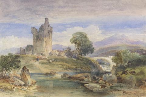 Richard Principle Leitch Landscape with Ruined Castle on the Esk