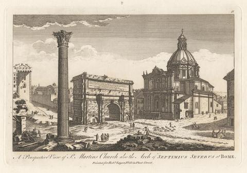 unknown artist A Perspective View of St. Martins Church also the Arch of Neptimius Severus at Rome.